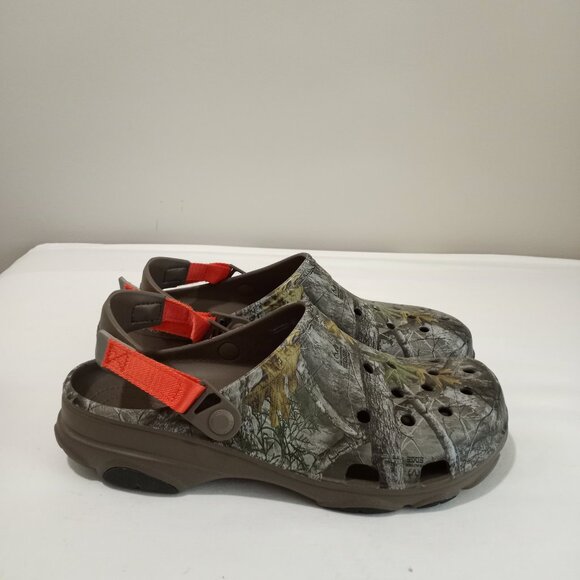 MENS CROCS CLOGS ICONIC COMFORT CAMO WITH BRIGHT ORANGE ADJUSTERS SIZE US 13 M - Picture 5 of 6